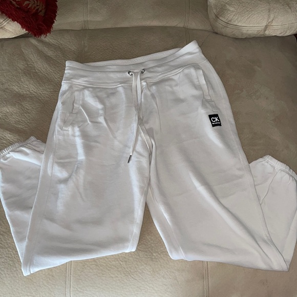 Cream colored joggers. size 8. brand is Calvin Klein. - Picture 1 of 2